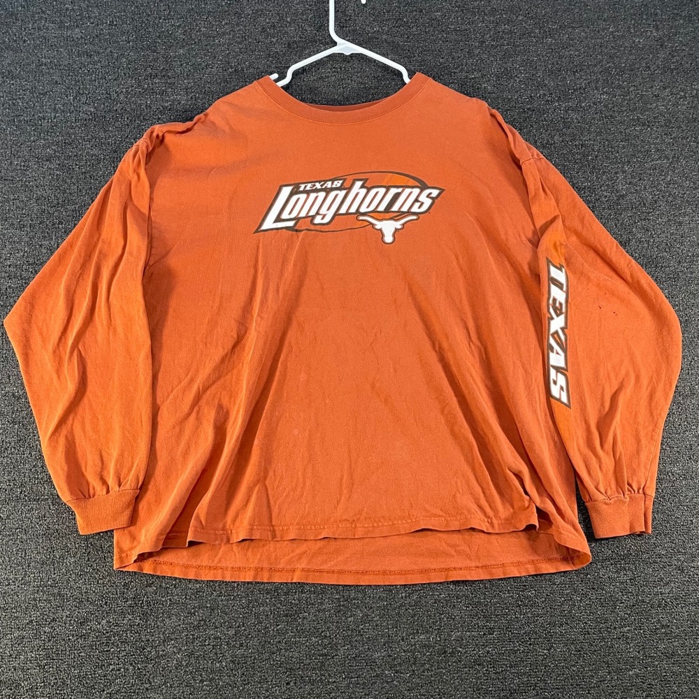 Texas Longhorns Shirt Adult 2XL Orange Long Sleeve Heavyweight Graphic Tee